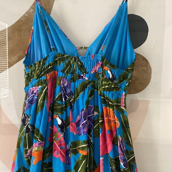 NWT By the River Blue Tropical Floral Midi Dress - Picture 10 of 12